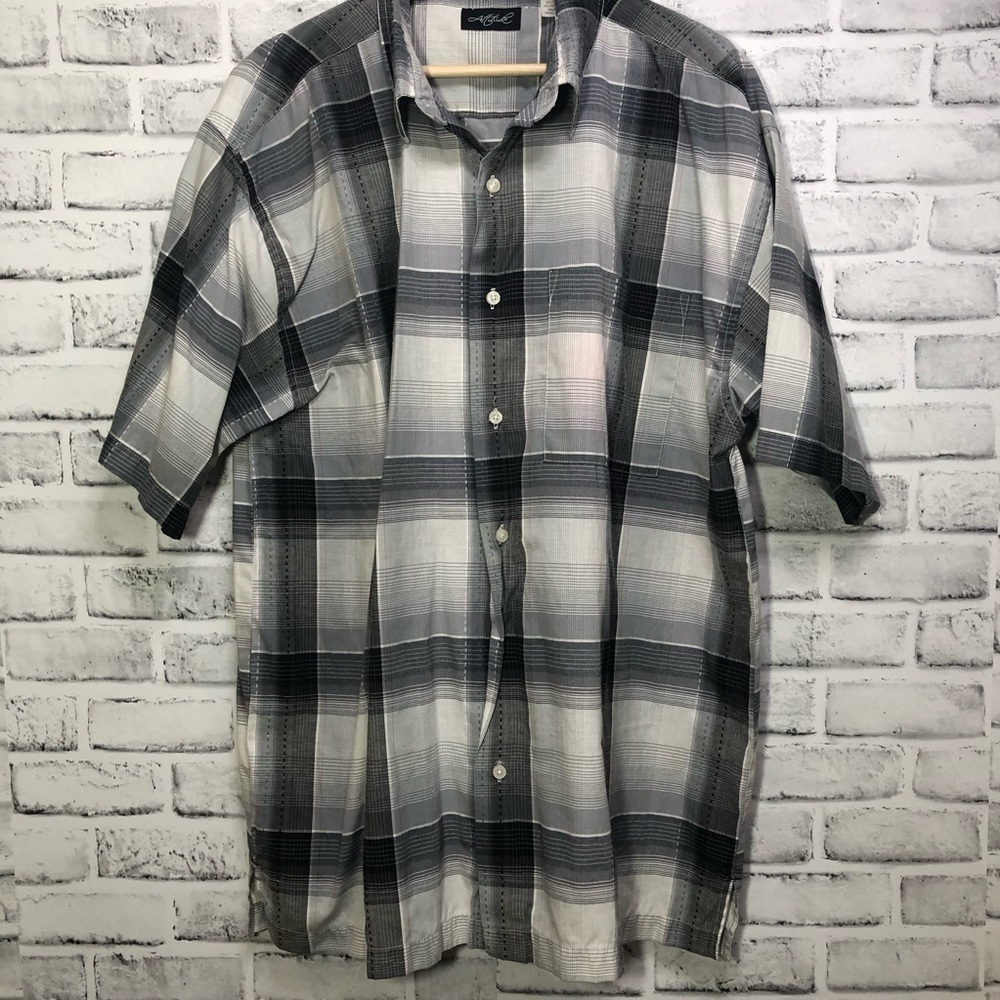 Attitude Plaid Button Down Shirt Large